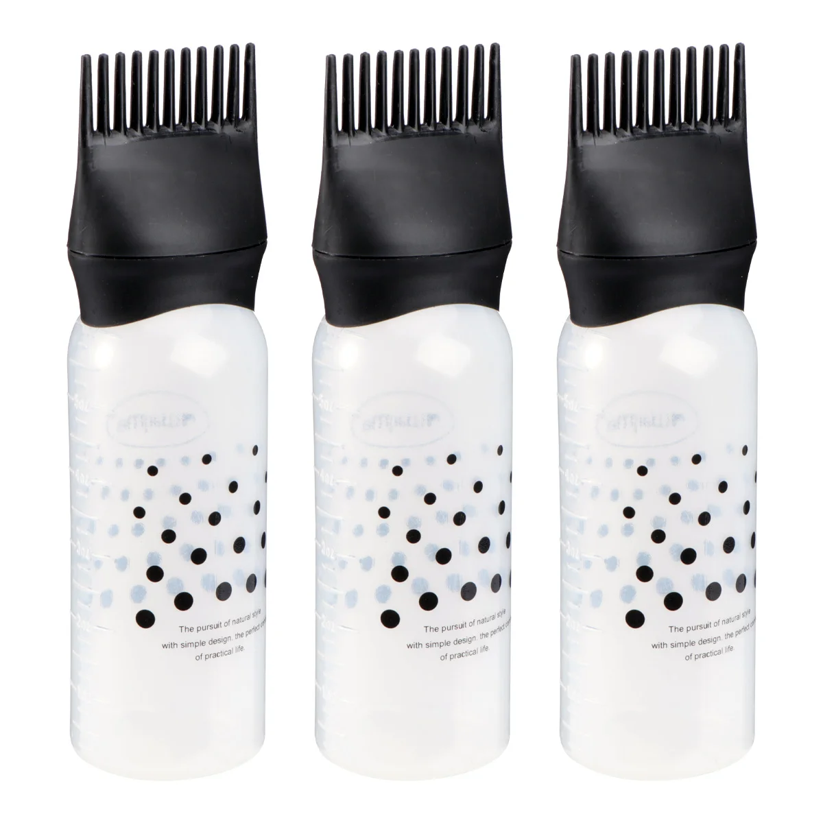 

Root Comb Applicator Bottle, 3pcs Bottle Comb with Graduated Scale, Reusable Hair Dye Applicators for Salon Home Barber ( Black