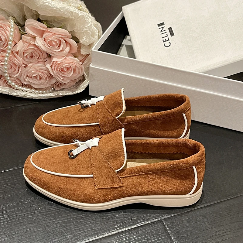 New Women's Shoes Navy Color Casual Loafers For Women Fashion British Style Flat Shoes Leather Comfort Daily Footwear Size 36-42