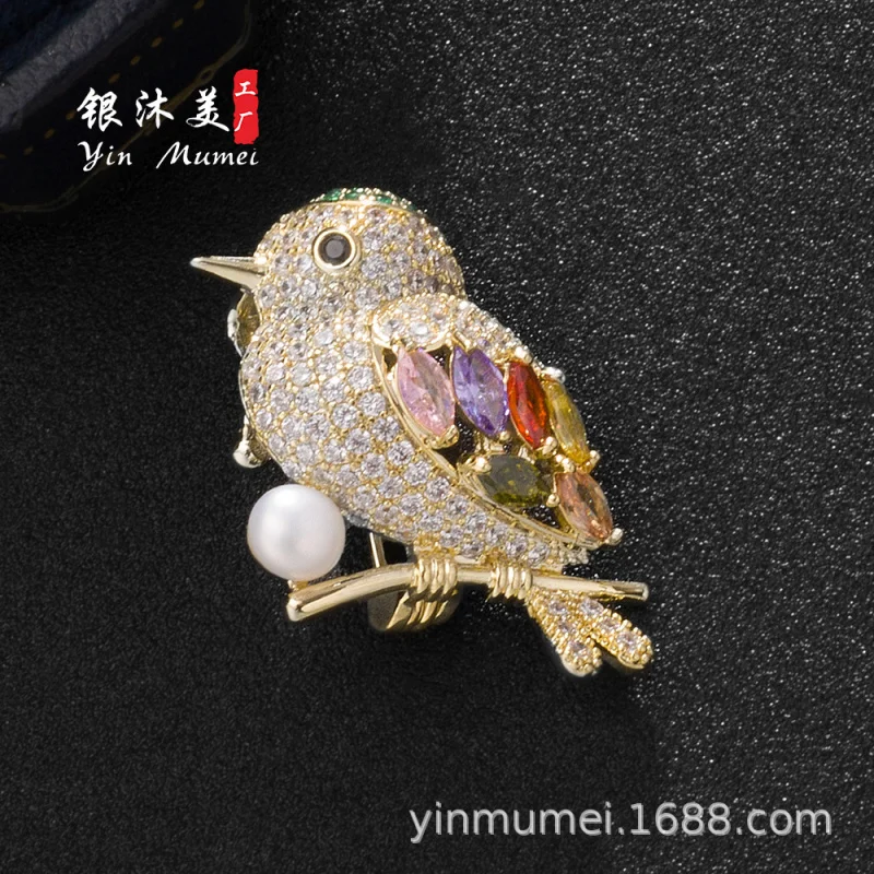 Новая гальваническая изысканная брошь в виде птицы из циркона Южная Корея модный