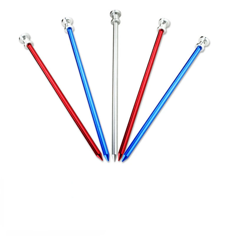 

Camping Tent Pegs High Strength Aluminum Tent Nails Outdoor Tent Peg Long Cylinder Tent Accessories 23cm