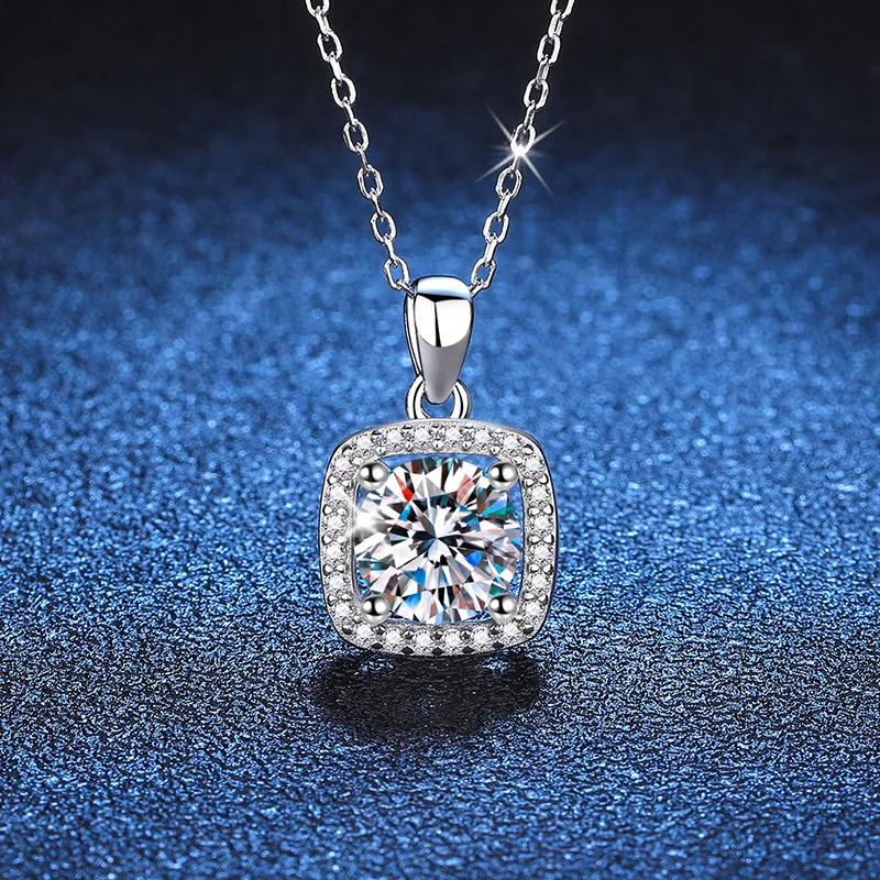 LYCFN 1CT муассанит бриллиантовое ожерелье из стерлингового серебра S925 с подвеской