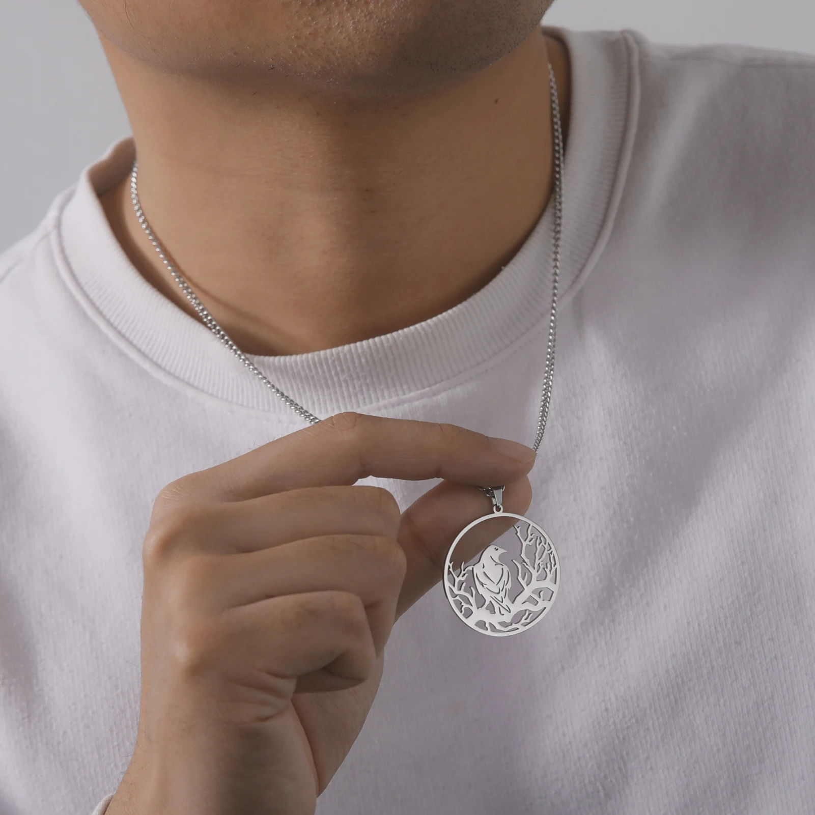 Ожерелье с кулоном в виде птицы вырезами колье из нержавеющей стали