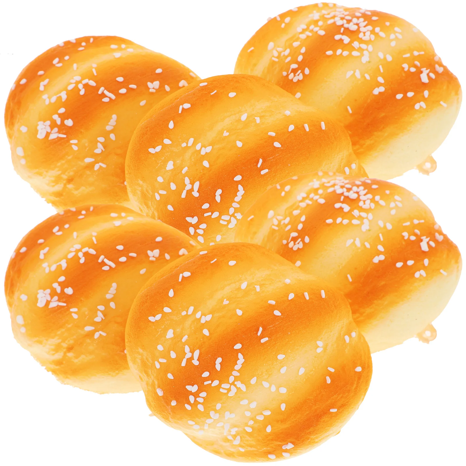 

6pcs PU Sesame Roll Bread Model Simulation Bread Toy Photo Props Home Cake Shop Decor