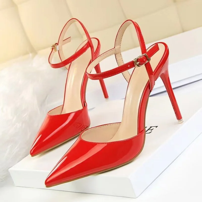 Large Size High Heels Sandal Women Summer 2023 Pointed Package Head Sandals Thin Heels Fashion Office Career Shoes for Women