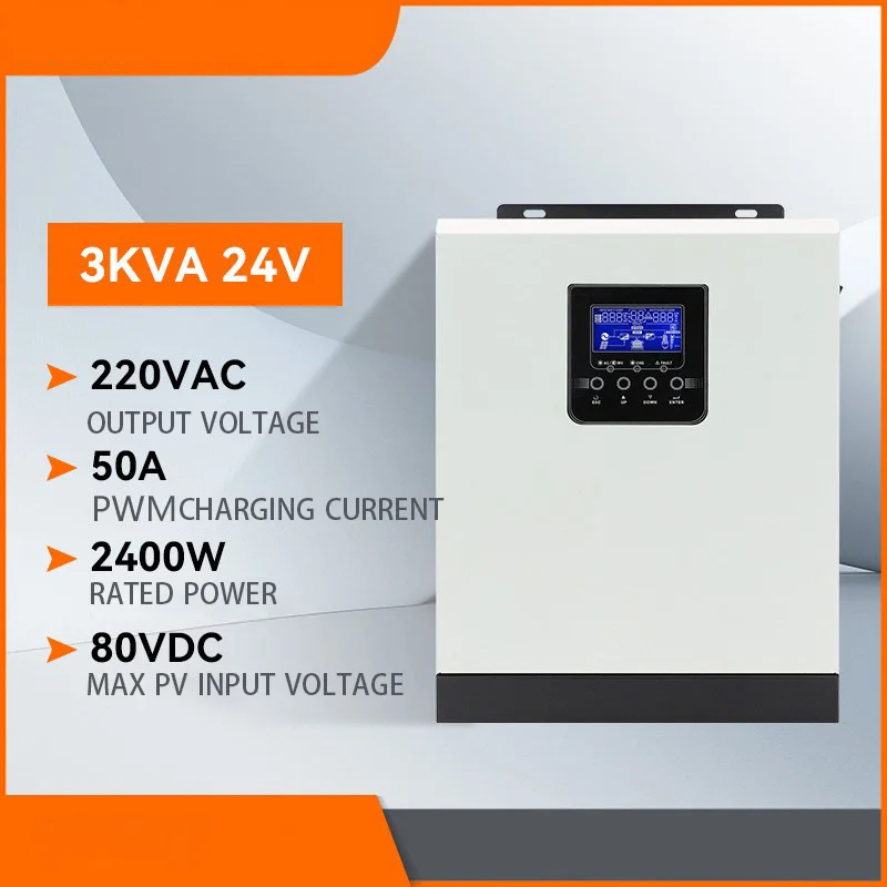 

3000VA 2400W Pure Sine Wave Hybrid Solar Inverter 24VDC Input 220VAC Output Build In 50A PWM Solar Charger Controller&AC Charger