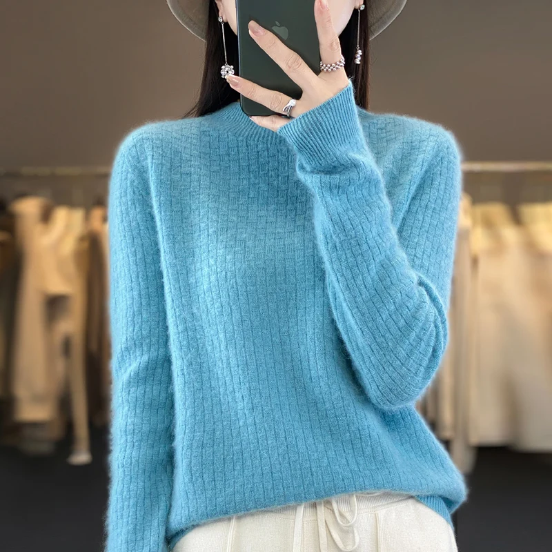Новый свитер из 100% мериноса и кашемира осенне-зимний женский с высоким