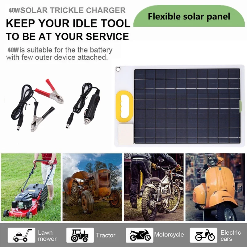 

40W Solar Panel QC3.0 Fast Charging Monocrystalline Silicon 4-Port Dual USB Solar Mobile Phone Charger With Handle