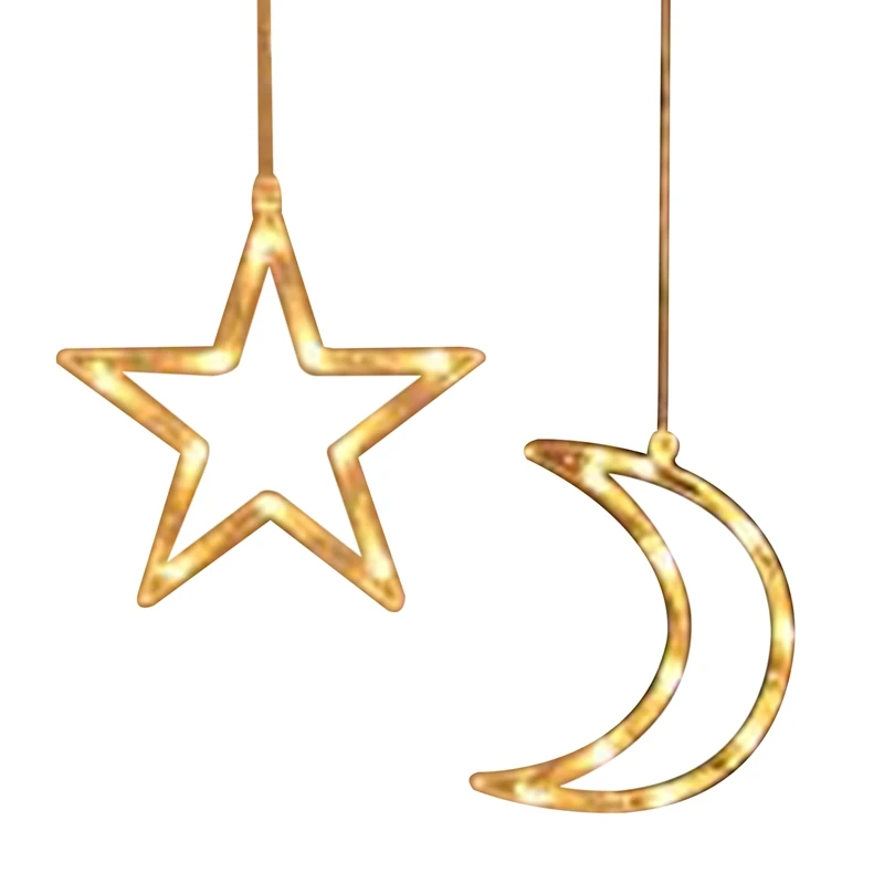 

LED Star Moon Curtain Light 2.5M Outdoor Waterproof Bedroom Home Party Decoration Atmosphere LED String Lights EU Plug