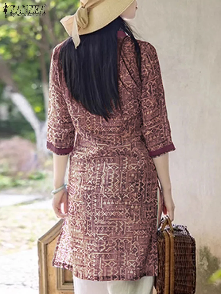 Элегантный праздничный сарафан ZANZEA до колена модное женское платье с принтом