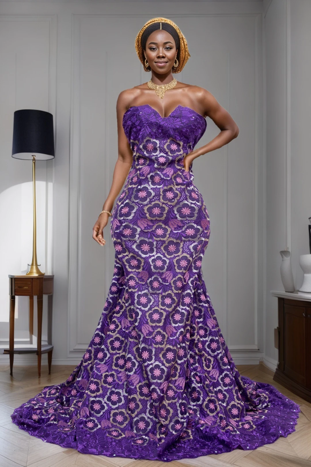 Швейцарская Тюлевая Ткань 2024 Высококачественная Синяя Вышивка