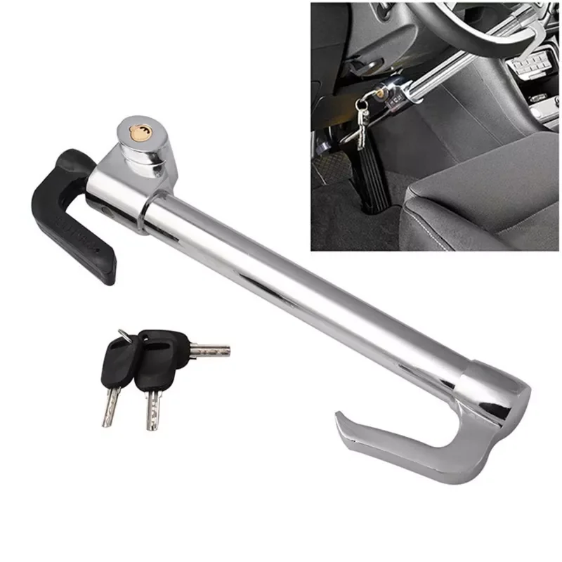 

Car Clutch Pedal Lock Stainless Steel Steering Wheel Lock Anti-theft Lock Vehicle Security Lock Tools D7YA