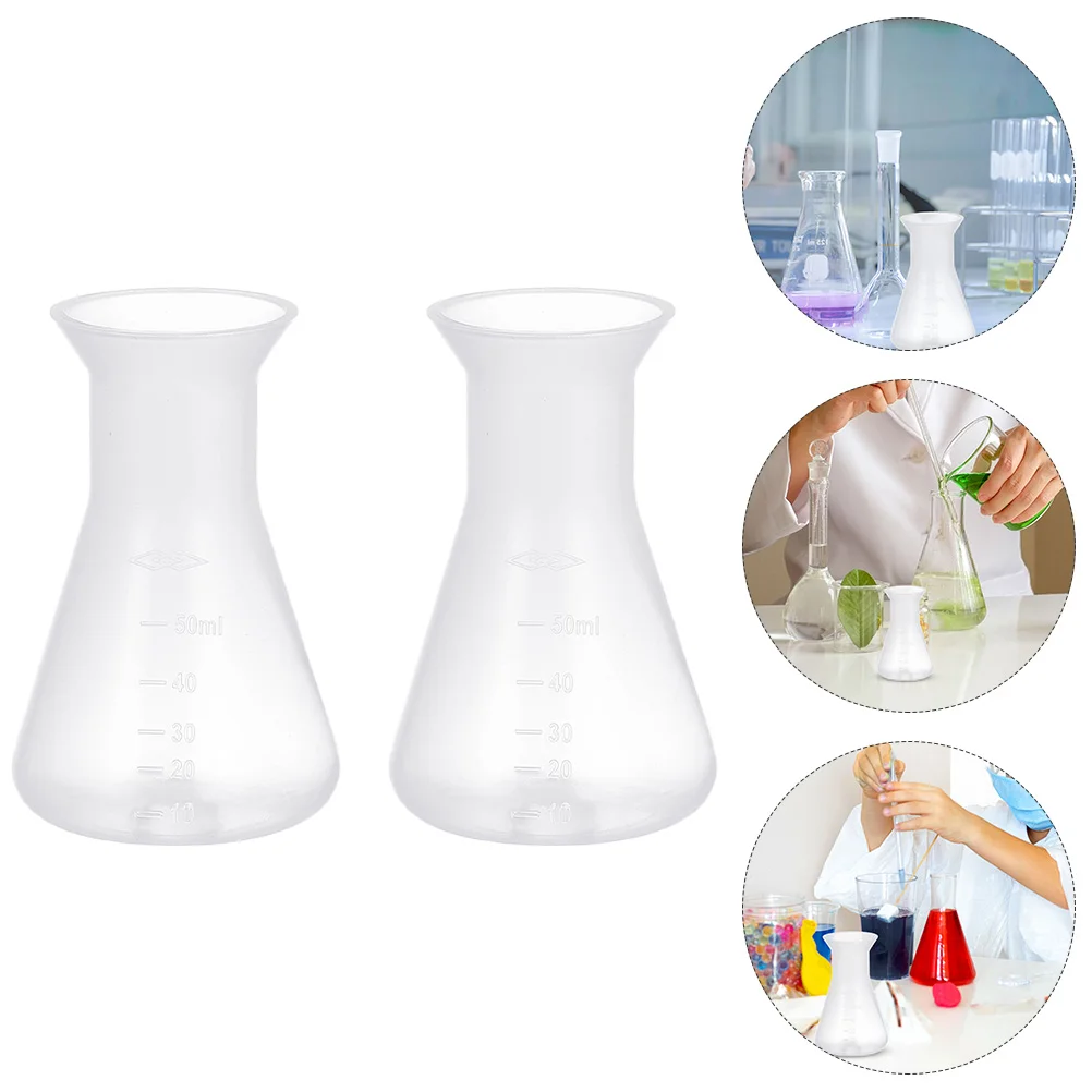 

10pcs Plastic Conical Flask Experiment Flask Conical Bottle Laboratory Tool