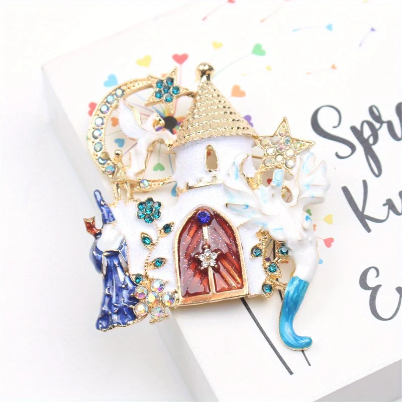 Модная имитация эмали брошь-замок звезда луна пегас фокусник высококлассная