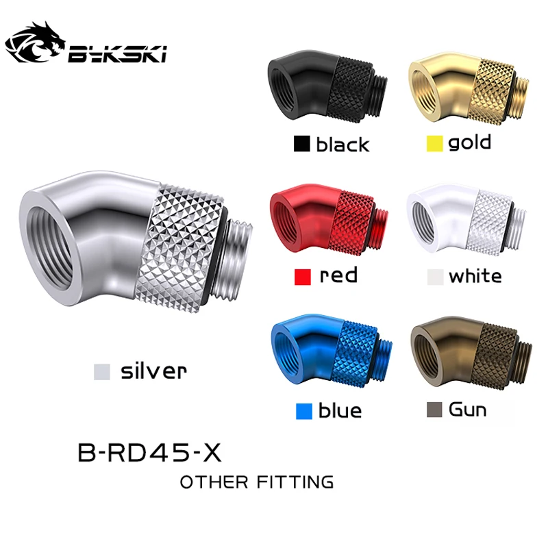 

Bykski 45 градусов угловой фитинг, ПК с водяным охлаждением, вращающийся на 360 градусов адаптер, фотоэлемент, резьба G1/4, фотоэлемент