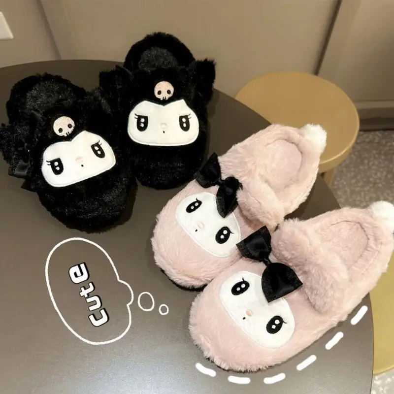 

Kawaii Mymelody Slipper Woman Cute Sanrio Kuromi Autumn and Winter Warm Indoor Home Cotton Shoes Home Plush Slippers