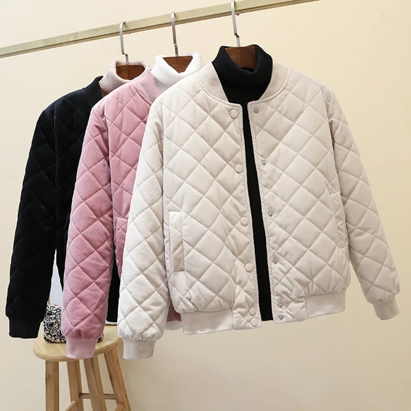 Женские парки теплые утепленные бейсбольные куртки однотонные осенне-зимние