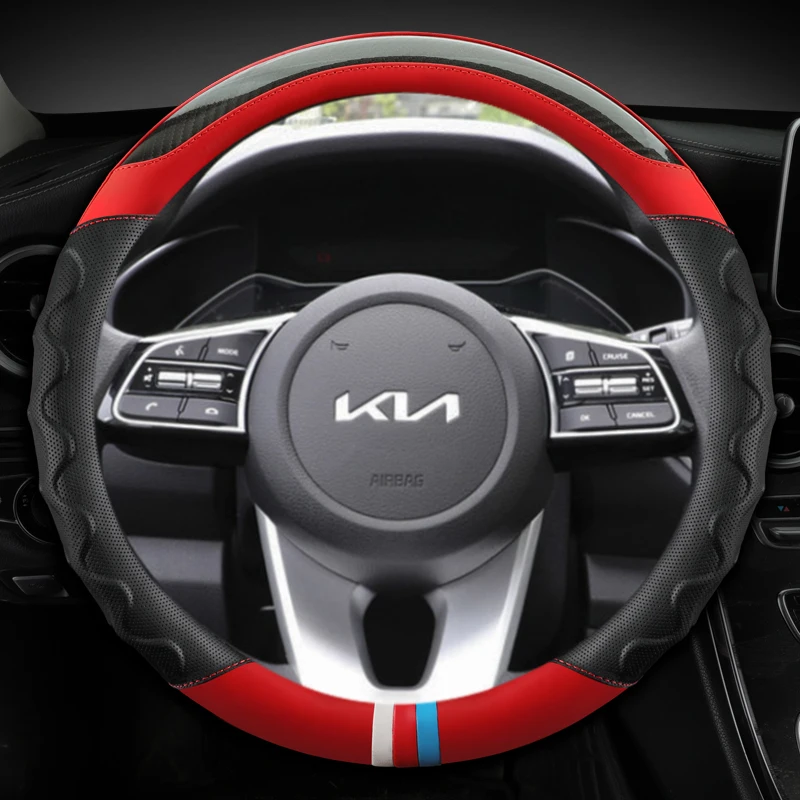 

Кожа Чехол рулевого колеса автомобиля 38 см 15 дюймов для Kia Ceed Sportage Picanto Cerato Seltos Soul Rio 3 4 5 K3 K5 2022 KX3 KX5 2022