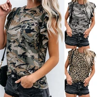 2022 leopard print short sleeve t shirt womens summer new loose thin round neck top clothing women t shirt women sexy tops