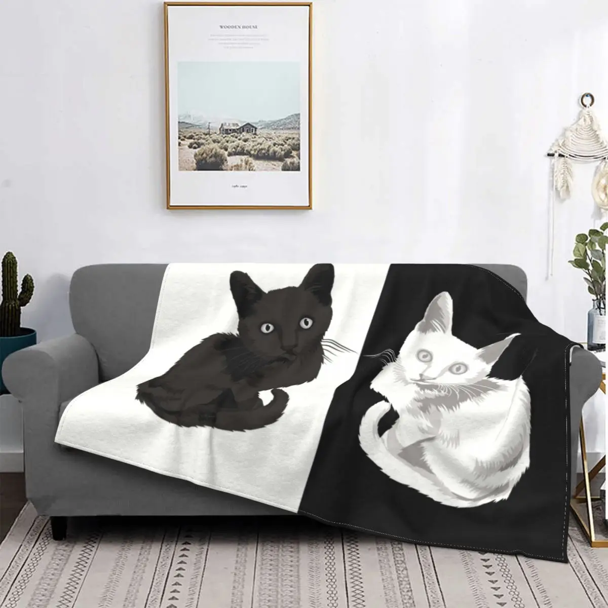 

Black And White Cat Blankets Fleece Winter Fashion Pet Cute Multifunction Soft Throw Blanket for Bed Office Bedspread