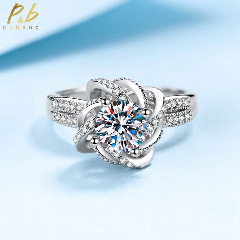 

PuBang Fine Jewelry 925 Sterling Silver White Gold Luxury Moissanite Diamond Ring for Women Anniversary Party Gift Free Shipping