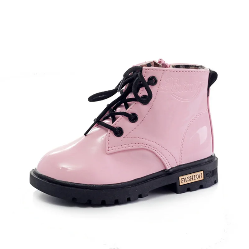 

2021 Colorful Pretty Boots New for Children Boys Girls PU Leather Red Shoes Waterproof Snow Shoes Girls Candy Colors Boots