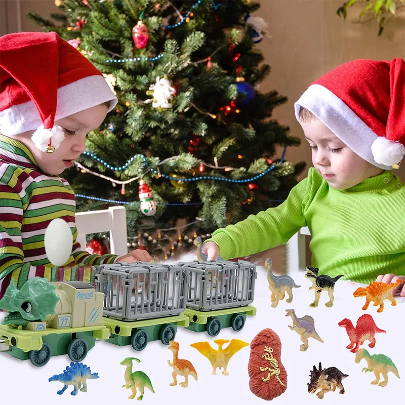 Сюрприз рождественский подарок грузовики-транспортеры динозавров для детей 24
