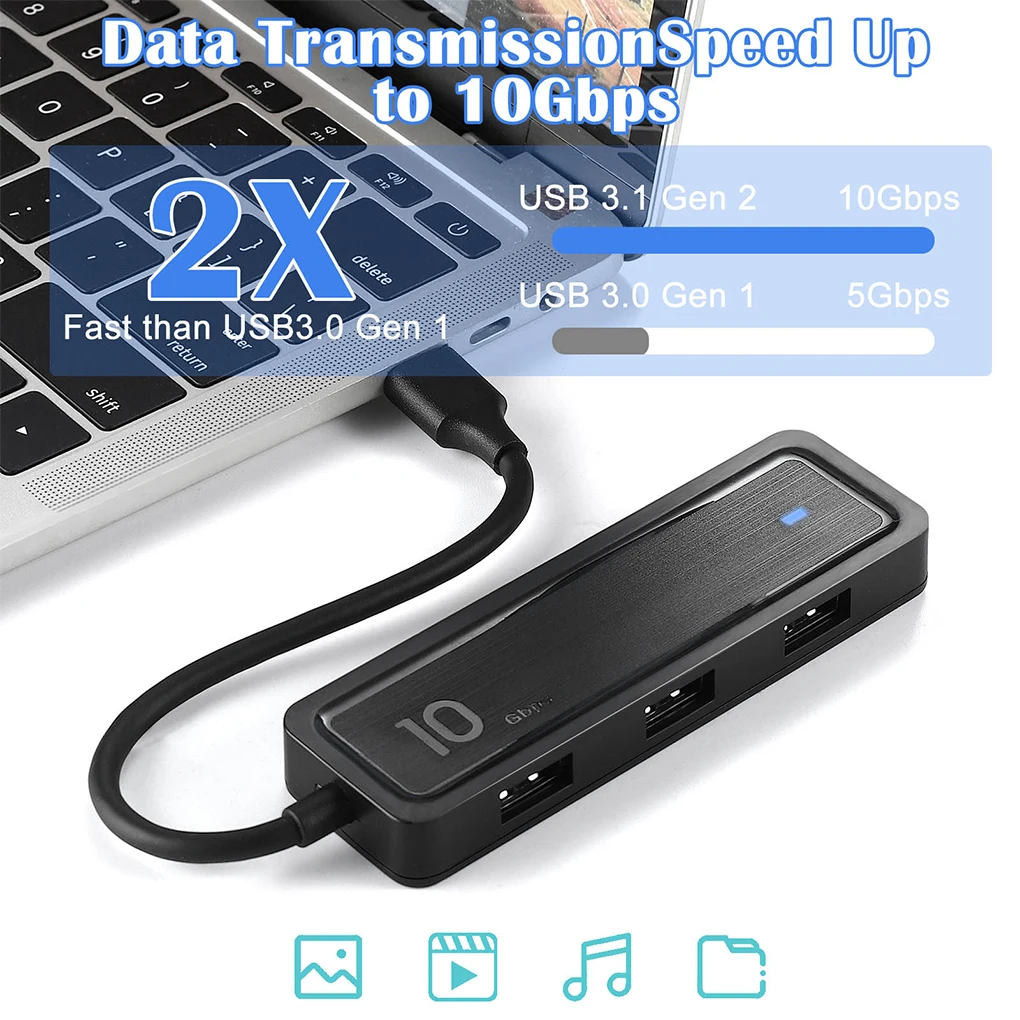 

Type C to USB 3 2 Adapter Professional 6 in 1 10Gbps 4 Port Converter