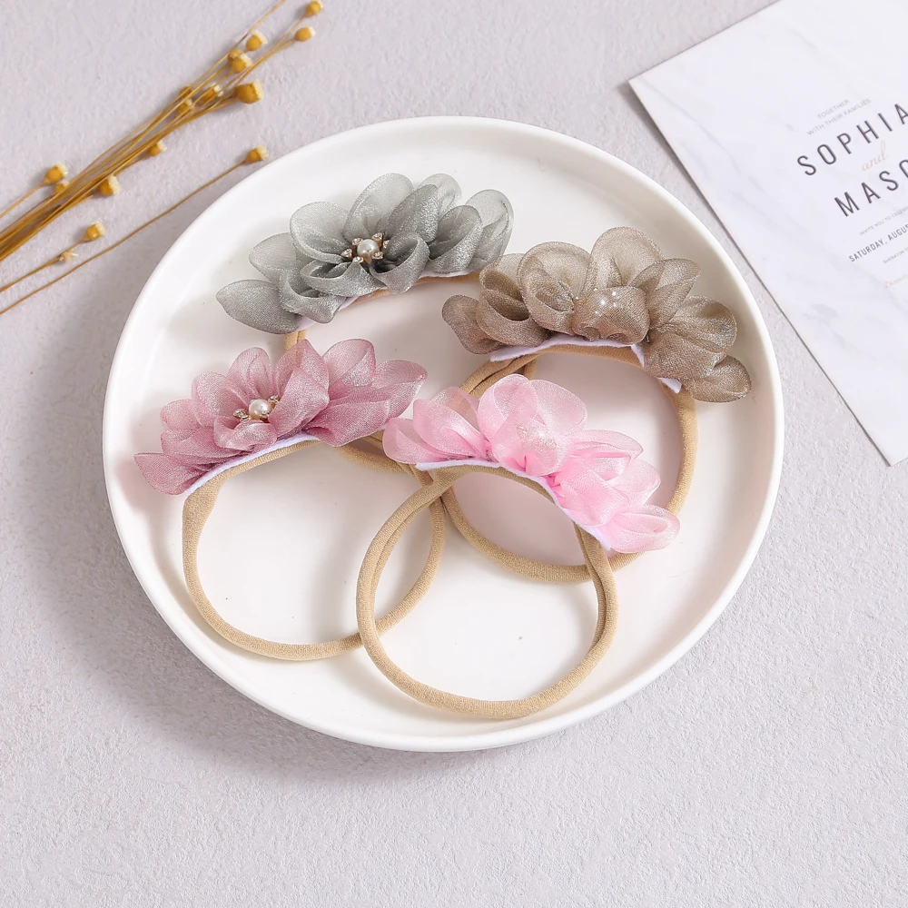 

Милые детские повязки для волос с маленькими жемчужинами для девочек мягкие головные уборы для новорожденных Детский эластичный нейлоновы...