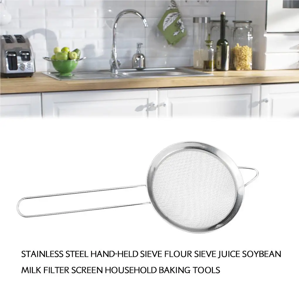 

Stainless Steel Flour Sieve Strainer Spoon Kitchen Fine Mesh Oil Flour Sugar Filter Sifter