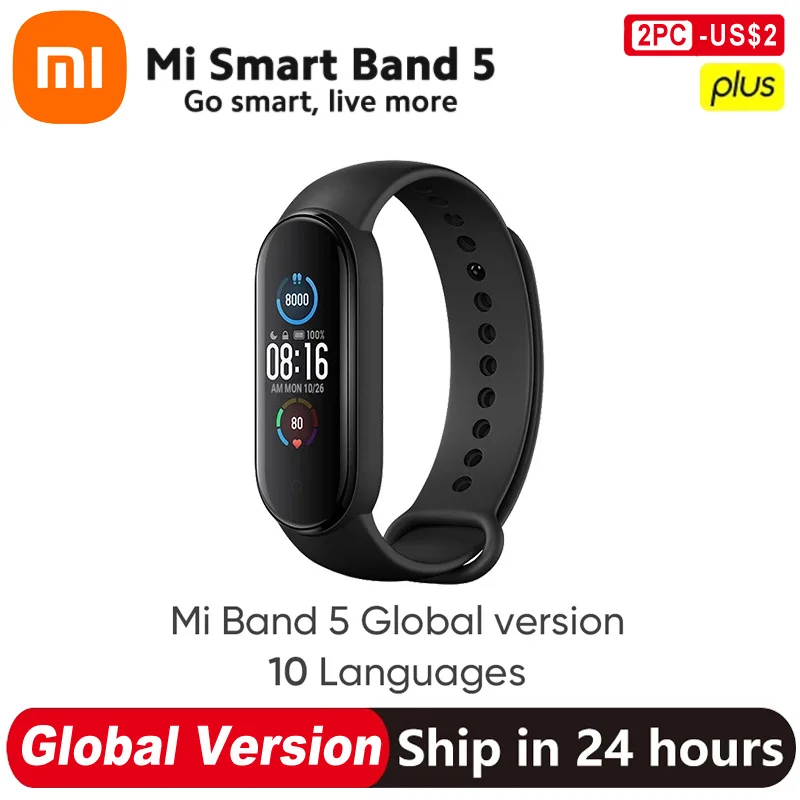 

Global Version Xiaomi Mi Band 5 Smart Bracelet 6 Color AMOLED Screen Miband 7 Blood Oxygen Fitness Traker Waterproof Smart Band6