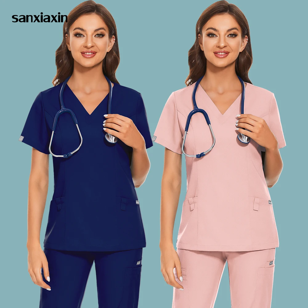 

Short Sleeve Hotel Bank Uniform Scrub Tops Surgical Uniform Oversized Nurse Uniform High Quality Casual Top Jogger Tops Workwear