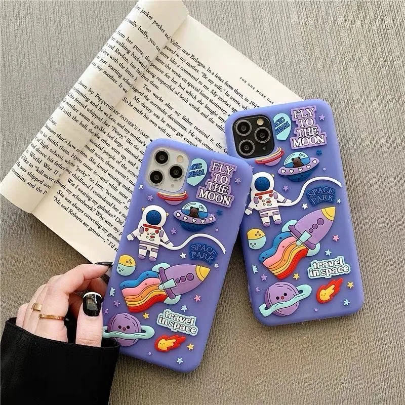 

Astronaut Cartoon Phone Cases For iPhone 11 Pro Max XR XS MAX 8 X 7 SE 2022 Couple Anti-drop Soft Silicone Back Cover