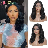 x tress body wave bob wig synthetic lace front wigs for black women 14inch medium length natural color middle part lace hair wig