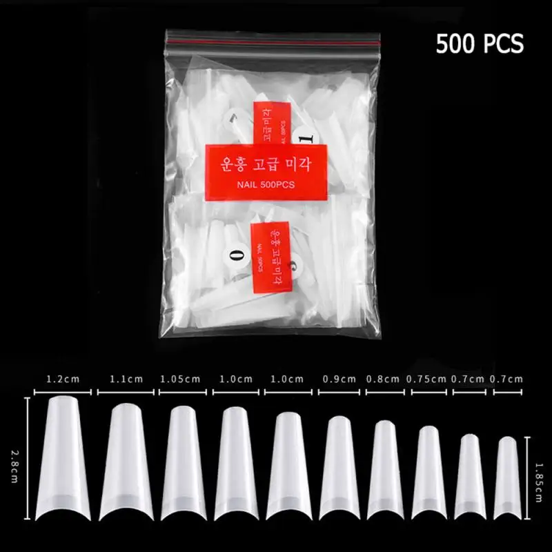 

500pcs/bag Fake Nails Tip Nail Extension White Transparent French Flat Head Nail Polish False Nail Acrylic Nail Art Tool Nails