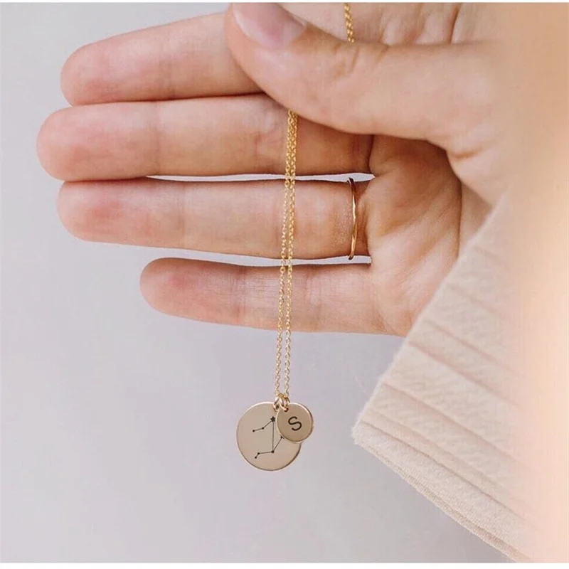 2 in 1 Constellation Letter Baby Necklace Jewelry Designer Custom Necklace Custom Gift Personalized Necklace Mom Gift