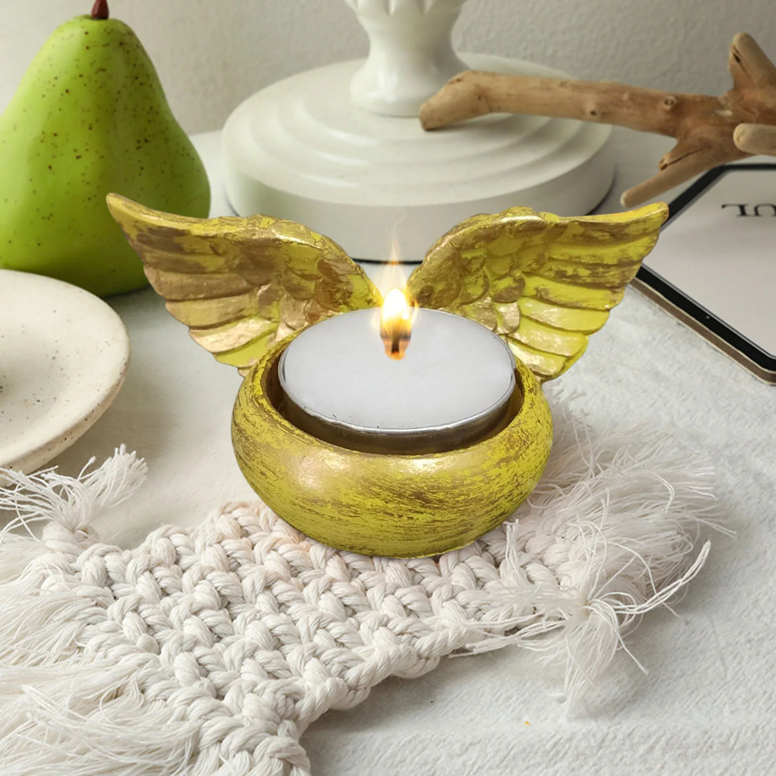 Подсвечник с крыльями ангела статуя из смолы подсвечник домашний стол