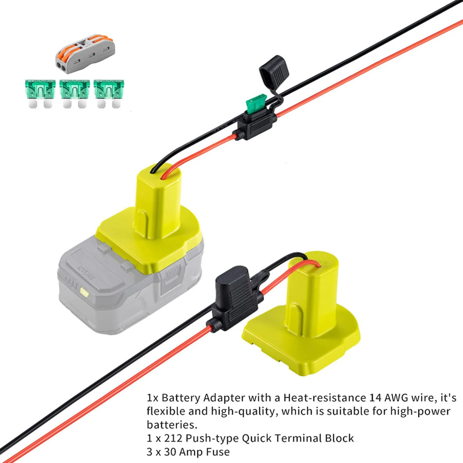 

Electric Tools Battery Adapter for Ryobi One + 18v Power Connector with Fuse Holder Terminal Block Batteries Adapter Accessories