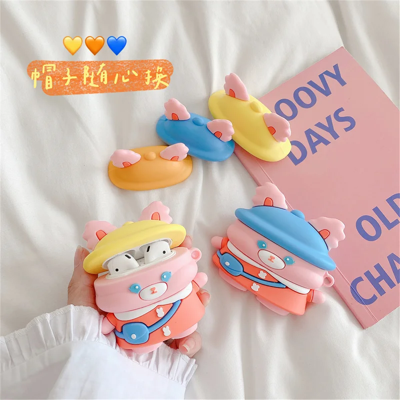 

Cartoon 3D Rabbit Earphone Case + 3 Cover for AirPods Pro 2 3 Case Wireless Headphone Charging Cover Case for AirPods Pro funda