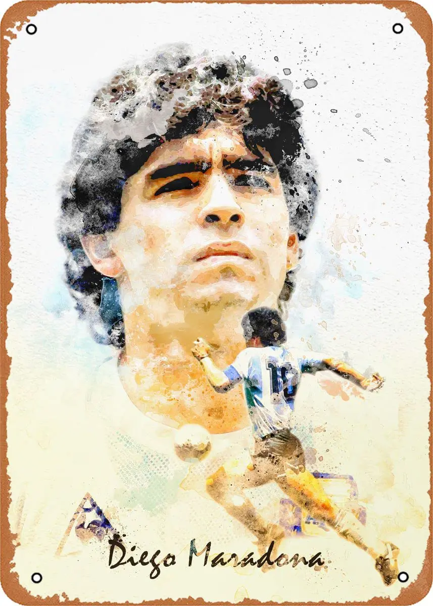 Ysirseu Maradona акварельный металлический жестяной знак 8x12 дюймов спортивный