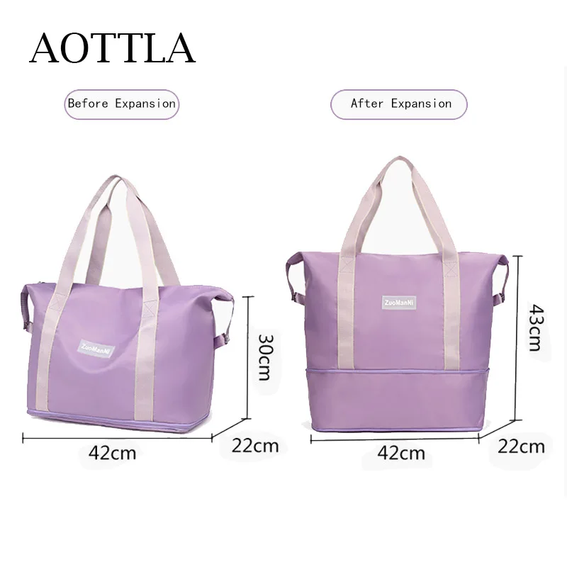 

AOTTLA Fashion Trend Extended Travel Bag For Women Big Capacity Solid Color Shoulder Bag Casual Handbag Brand Sports Fitness Bag