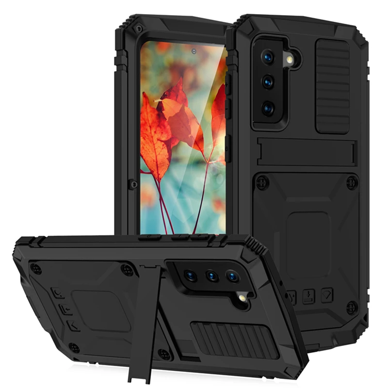 

Hot Metal Aluminum Case For Samsung Galaxy S21 S20 Plus Note 20 Ultra A32 A72 A52 5G 4G Rugged Armor Shockproof Cover
