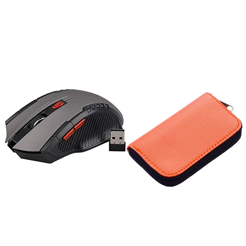 

22-Slot TF Card Case, Used To Store SD,XD And MMC Card Cases With 2.4 Ghz Wireless Gaming Mouse,For Laptop, Gray-Silver