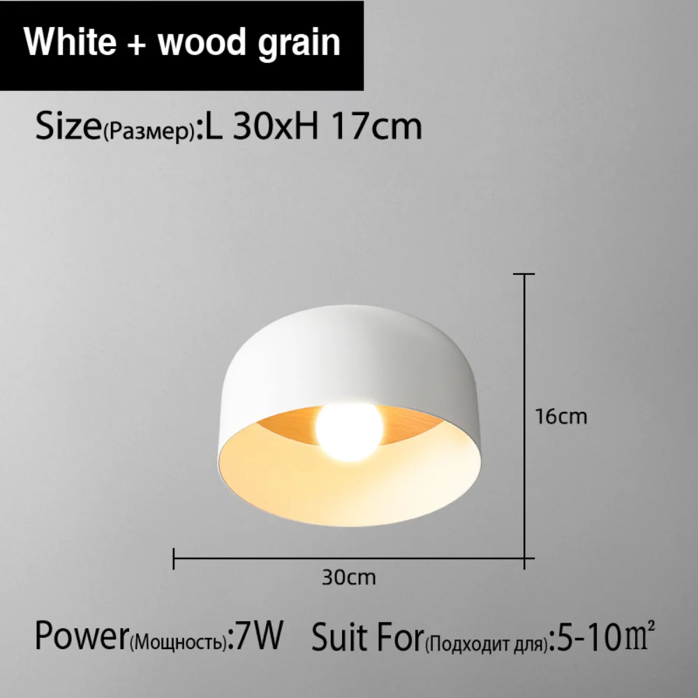 Led ceiling lamp Bedroom flat top ceiling room minimalist creative personality wood grain study homeowner bedroom lamp