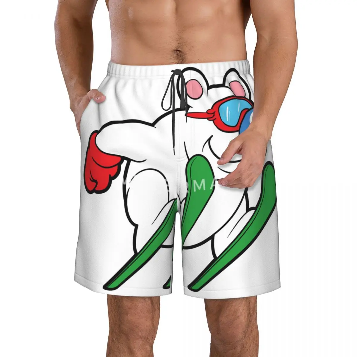 

Polar-bear-ski-skiing-freestyle-jump-winter-sports Beach Pants, Casual Pants Lightweight Stretch Waist Casual Multiple Styles