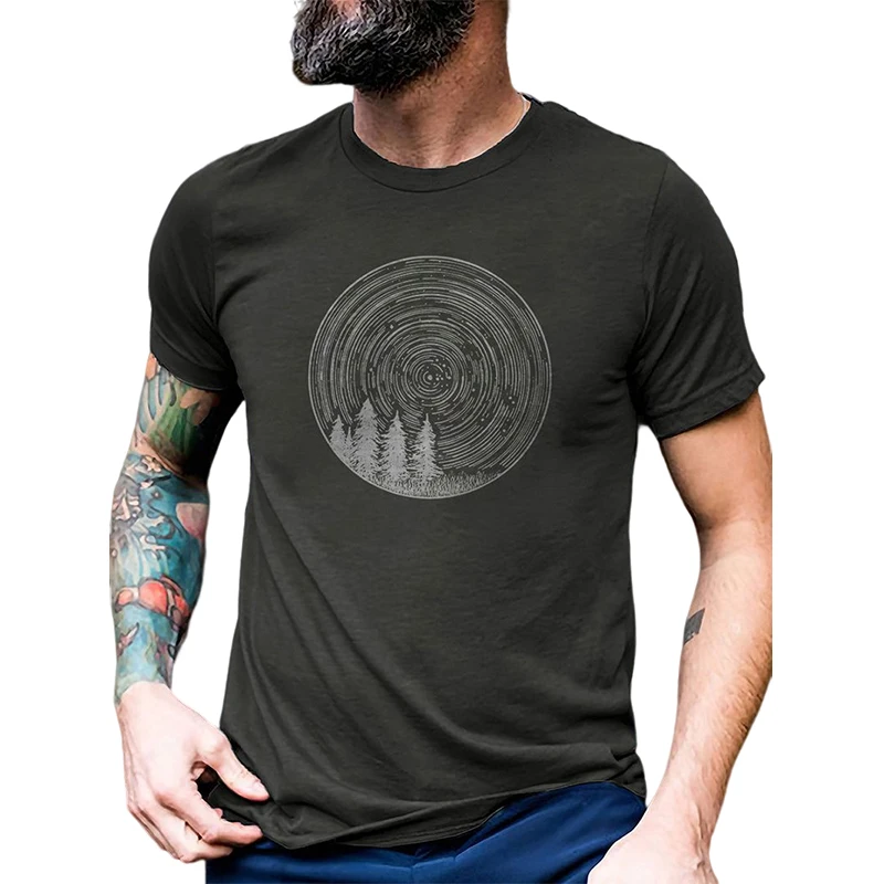 

Уличная Футболка с принтом звездной ночи, Повседневная Свободная футболка с круглым вырезом и коротким рукавом, топы большого размера унис...