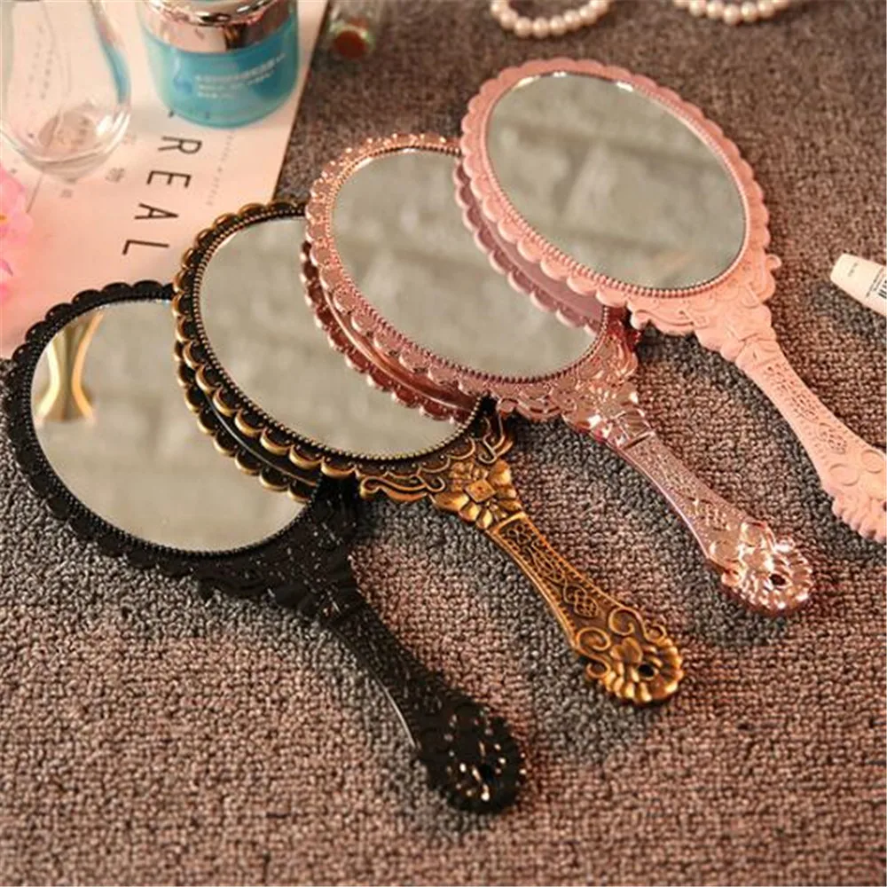 

L210 Vintage Carved Handheld Vanity Mirror Makeup Mirror SPA Salon Makeup Vanity Hand Mirror Handle Cosmetic Compact Mirror