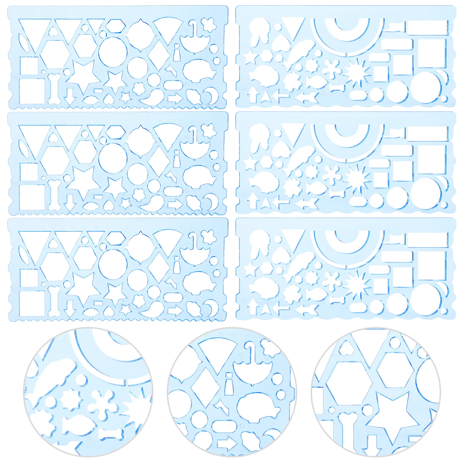 

6Pcs Drawing Stencils Geometric Drawing Measuring Template Stencil Ruler for Students