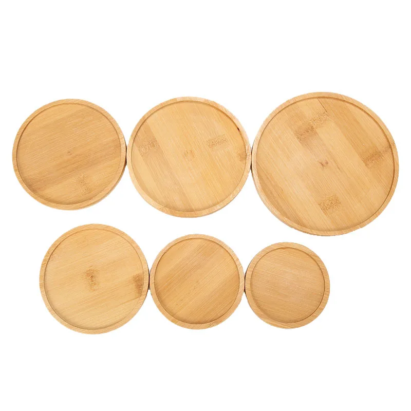 Multi Bamboo Tray Wood Saucer Flower Pot Tray Cup Pad Coaster Plate Kitchen Decorative Plate Creative Coaster Coffee Cup Mat images - 6