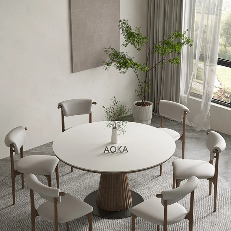 Круглый деревянный обеденный стол кофейный дешевый балкон чистый минимализм