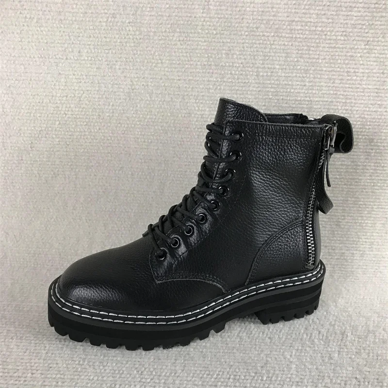 Белые ботинки до середины икры на молнии женская обувь осенне-зимняя из